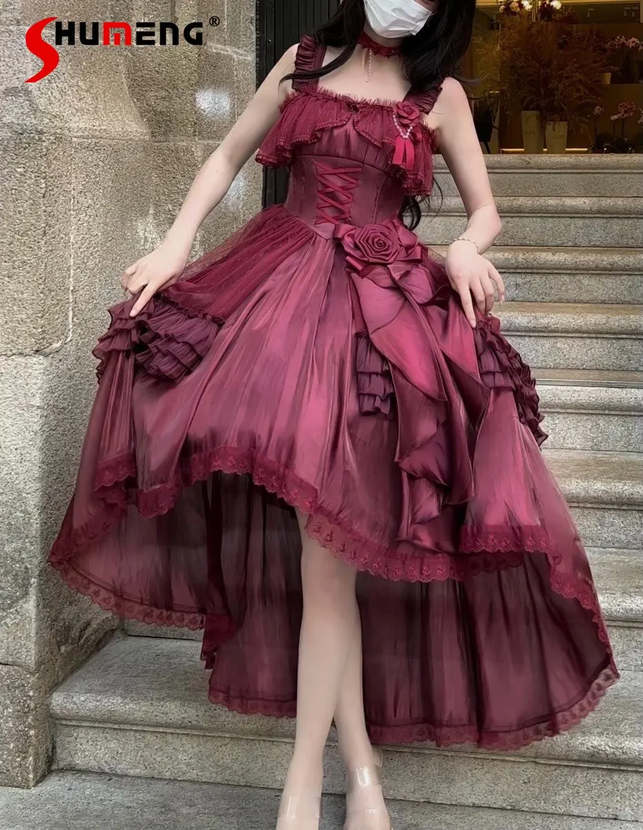 

Gothic Lolita Dress JSK Women's High Waist Slimming Fashion Exquisite Elegant Evening Dress Lady Birthday Party Irregular Dress