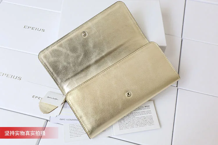 2023 New Designer Luxury Top Layer Leather Women Wallets Genuine Leather Soft Lady Moeny Bag Gold Large Capacity Long Purse 50