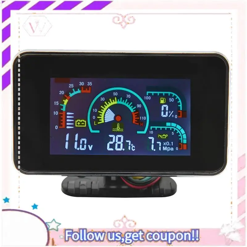 

Top-Rated 4 In 1 LCD 12V/24V Oil Pressure Voltmeter Volt Water Temperature Oil Fuel Gauge With 10Mm Sensor For Excavator Truck