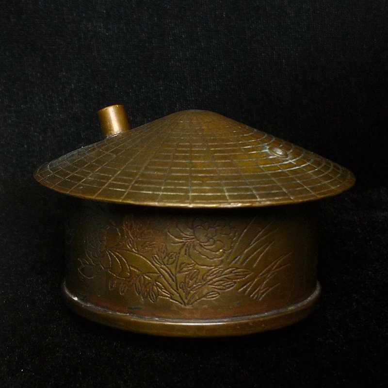 YIZHU CULTUER ART Size 8 × 5 cm Old Chinese Bronze Carving Flower and Bird landscape water drop Gift Collection