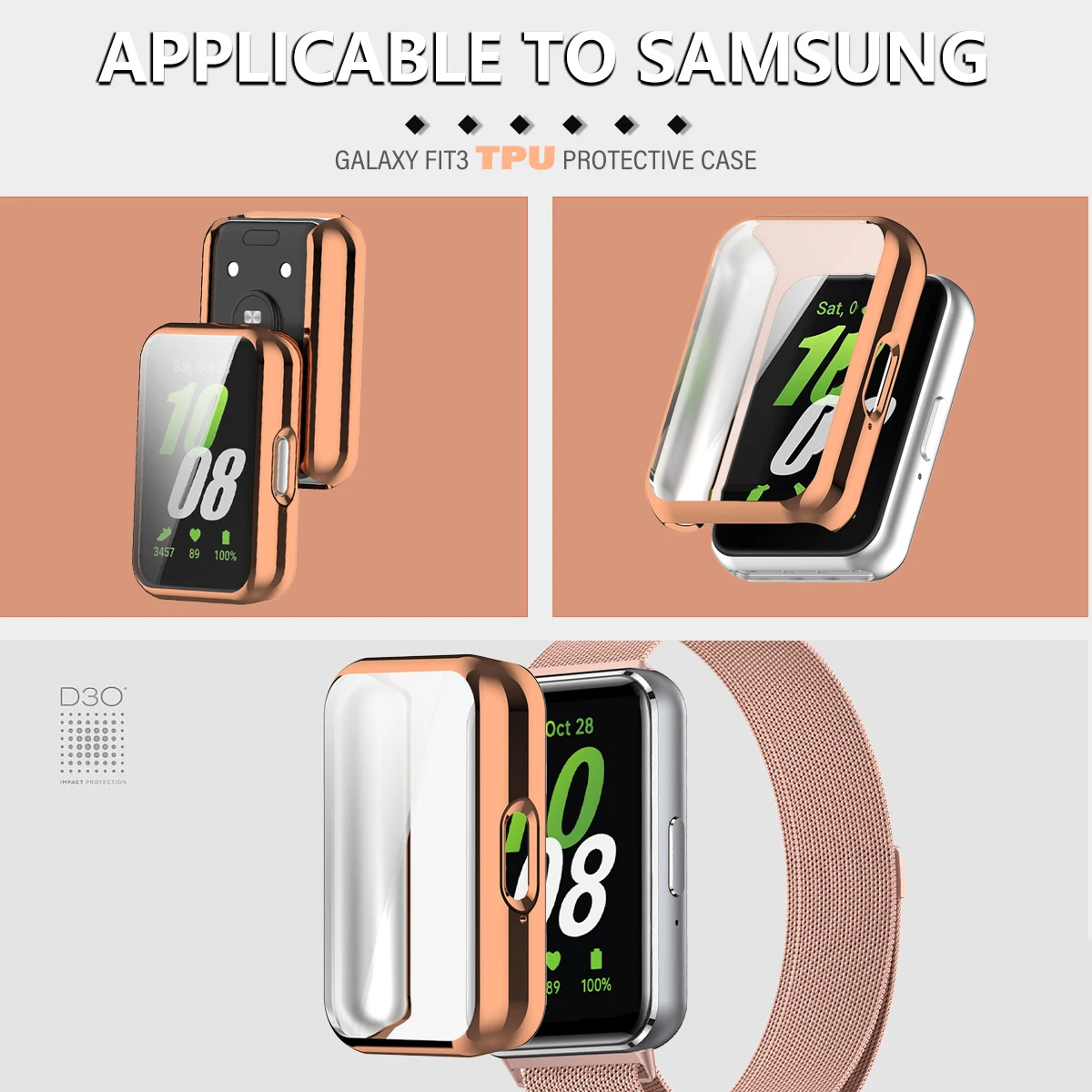 Screen Protector Case for Samsung Galaxy Fit 3 Anti-Scratch Screen Protector Screen Protector Full Cover for Galaxy Watch Fit 3
