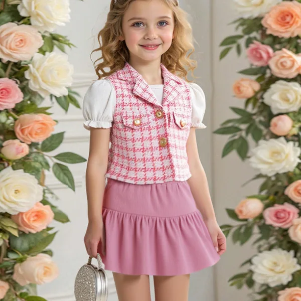 Somenie Summer Girls Solid Color Skin Friendly Bohemian Culottes A Line Half Skirt For Medium Kids Casual One Piece Bottom