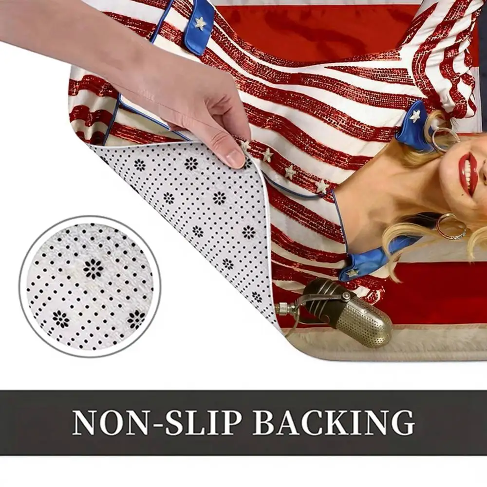 RIP D-Dolly Parton Queen of Country Home Decor Short Plush Floor Mat, Non-Slip & Easy to Clean for Multi Doorways