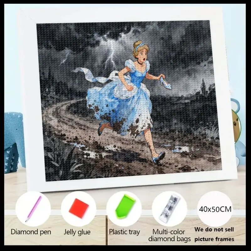 

1 шт. 5D DIY полный дрель комплект алмазной живописи, классическая Золушка принцесса полуночная побега кристалл драгоценный камень живопись, фантазийная сказка