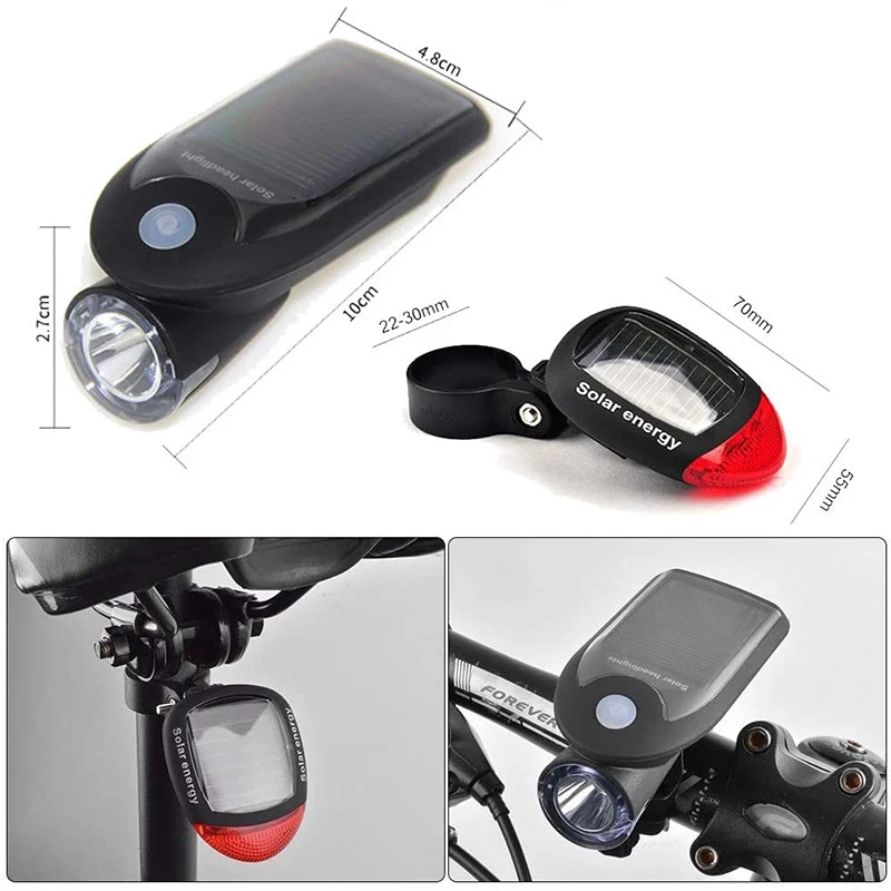 Bike Front Lights Night Riding Bicycle Taillight Solar Energy Light Outdoor Waterproof Safety Warning Lights Lamp MTB Cycling