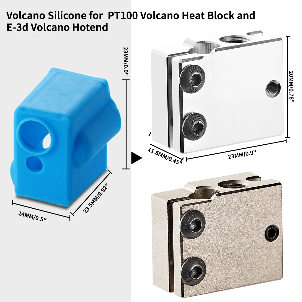 Volcano PT100 silicone sock for Volcano Heated Block Hotend Nozzle Warm Keeping Cover 3D Printer Parts