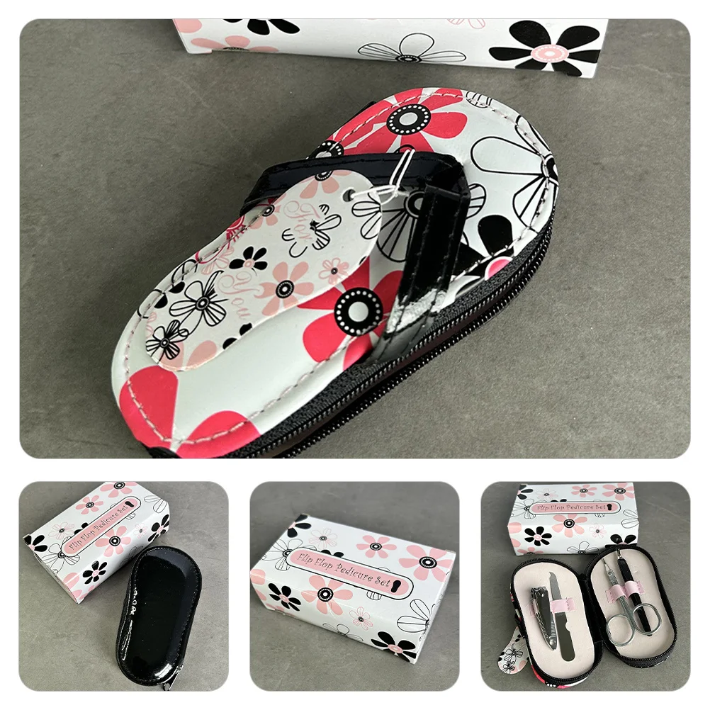 1 set Flower Slippers Nail Clipper Manicure Set Stainless Steel Pedicure Tools Kit For Women Travel Nail Care Tool Manicure