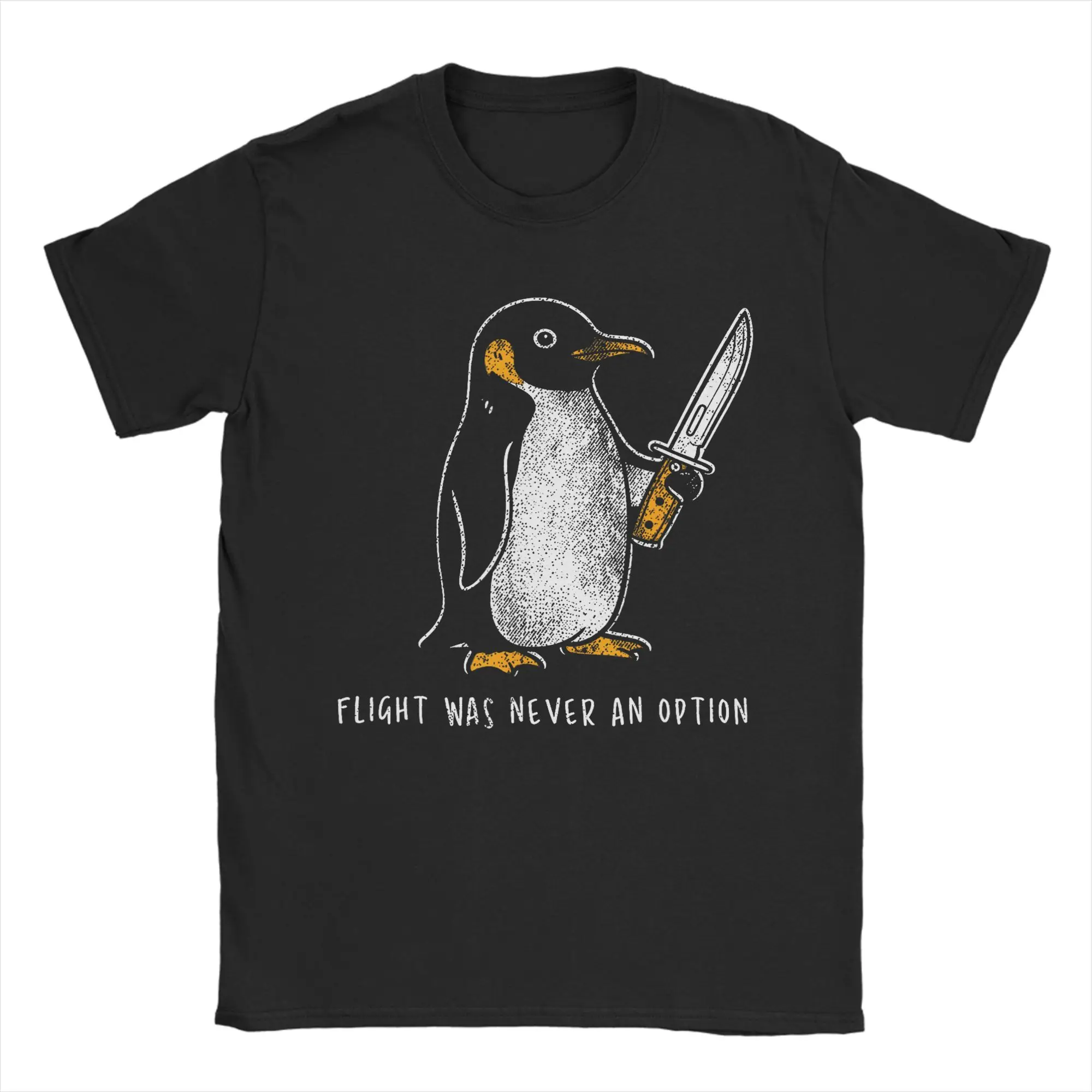 Fight Or Flight Penguin Dark Humor Japanese T-Shirt for Men  Funny 100% Cotton Tees O Neck Short Sleeve T Shirts Classic Clothes