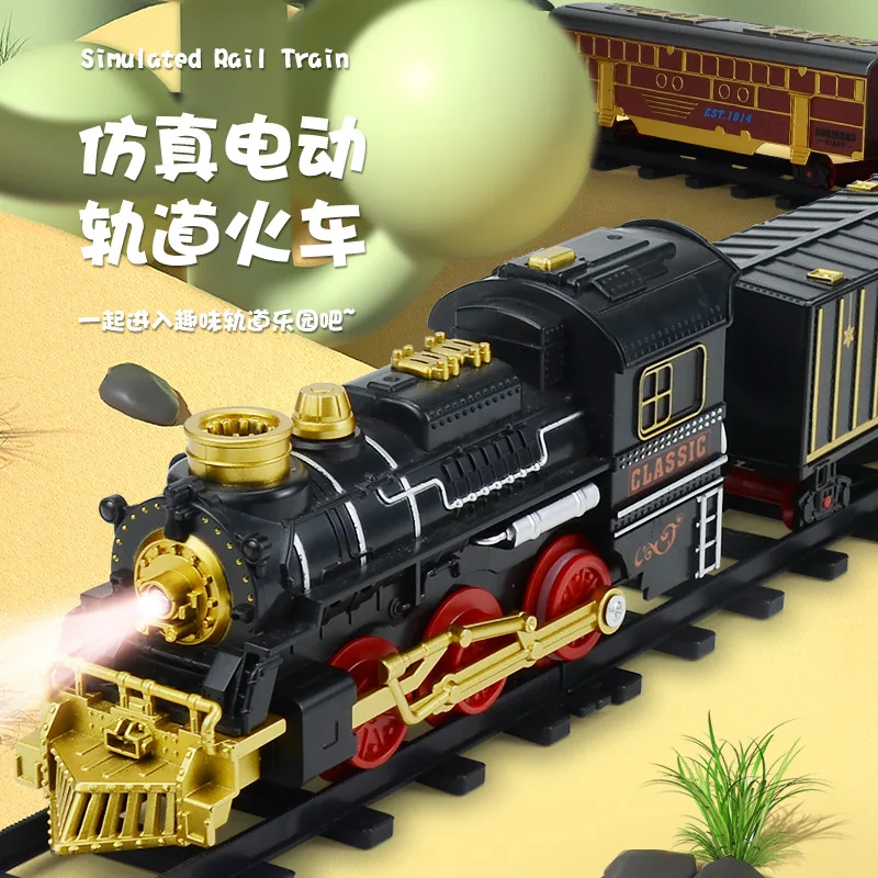 Simulated Electric Rail Train Children's DIY Train Set AA Battery Drive With Sound Effects Electric Tracks Toys Kids Gift