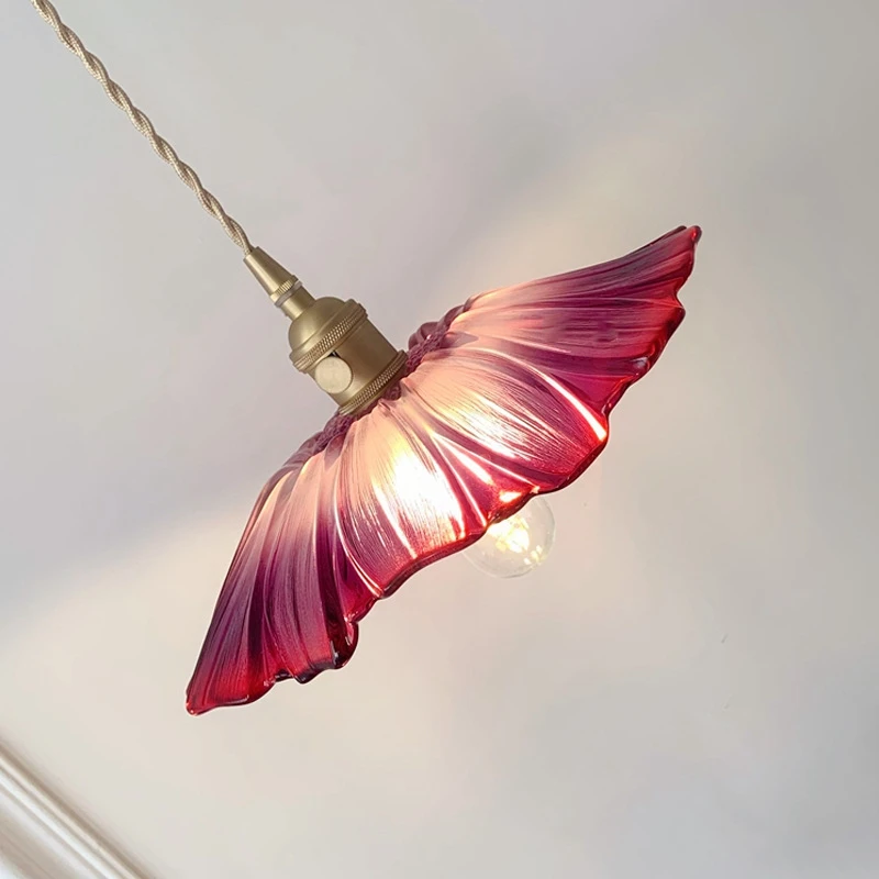 Nordic Pendant Lights Flower Glass Hanging Lamps Home Decoration Lighting Living Room Bedroom Bedside Indoor Light Fixture
