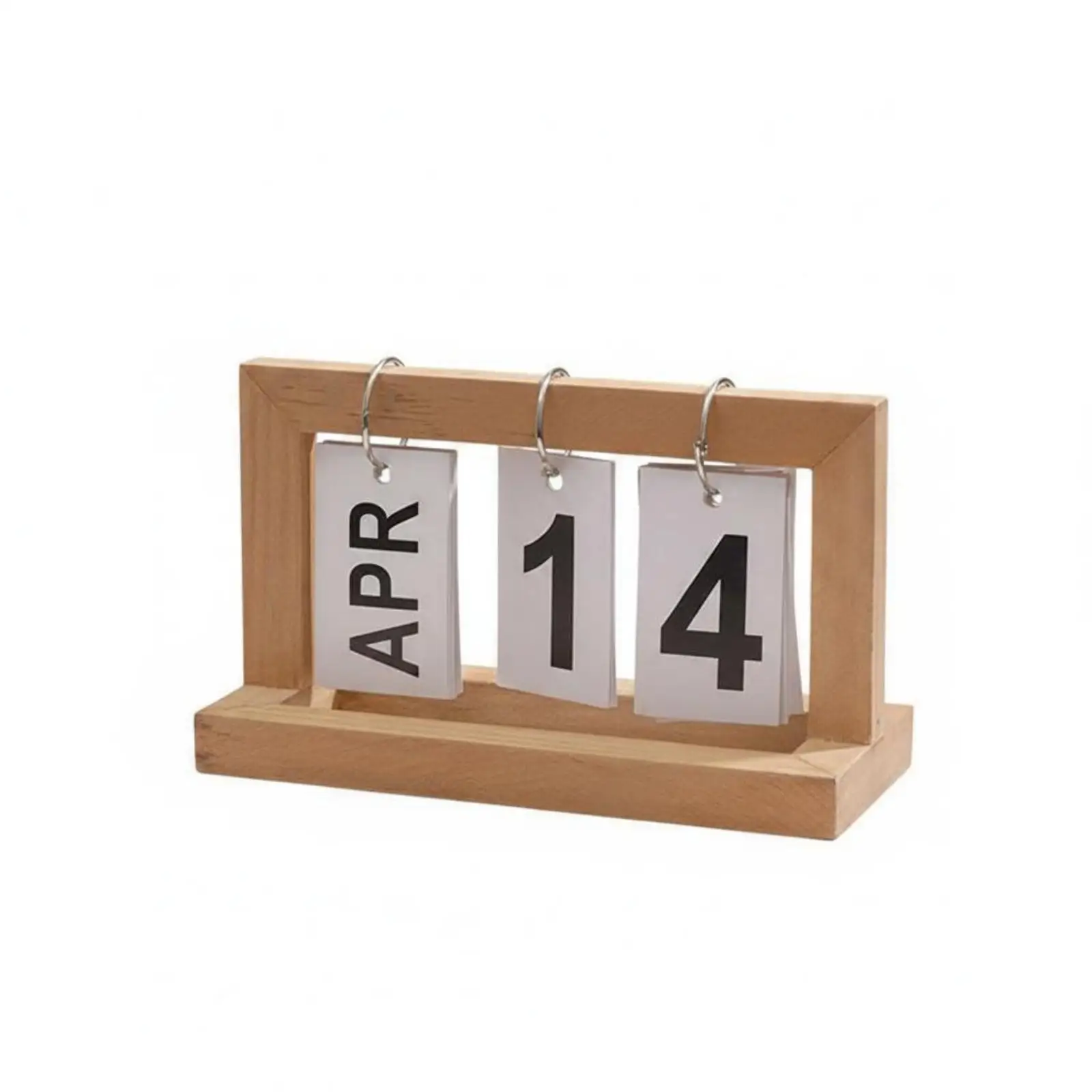 Creative Wood Iron Desktop Flip Calendar Display Stand for Desk Shelf Minimalist Tabletop Date Tracker