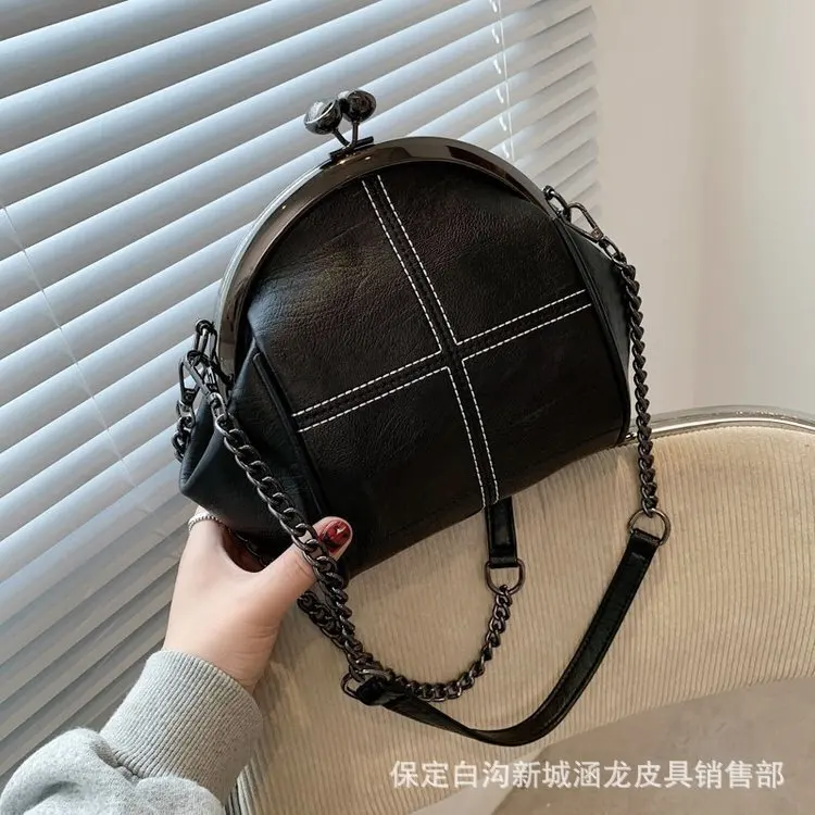 New Fashion Single Shoulder Handheld Fresh  Sweet Crossbody Clip Mouth Women's Bag Handbag exquisite High quality