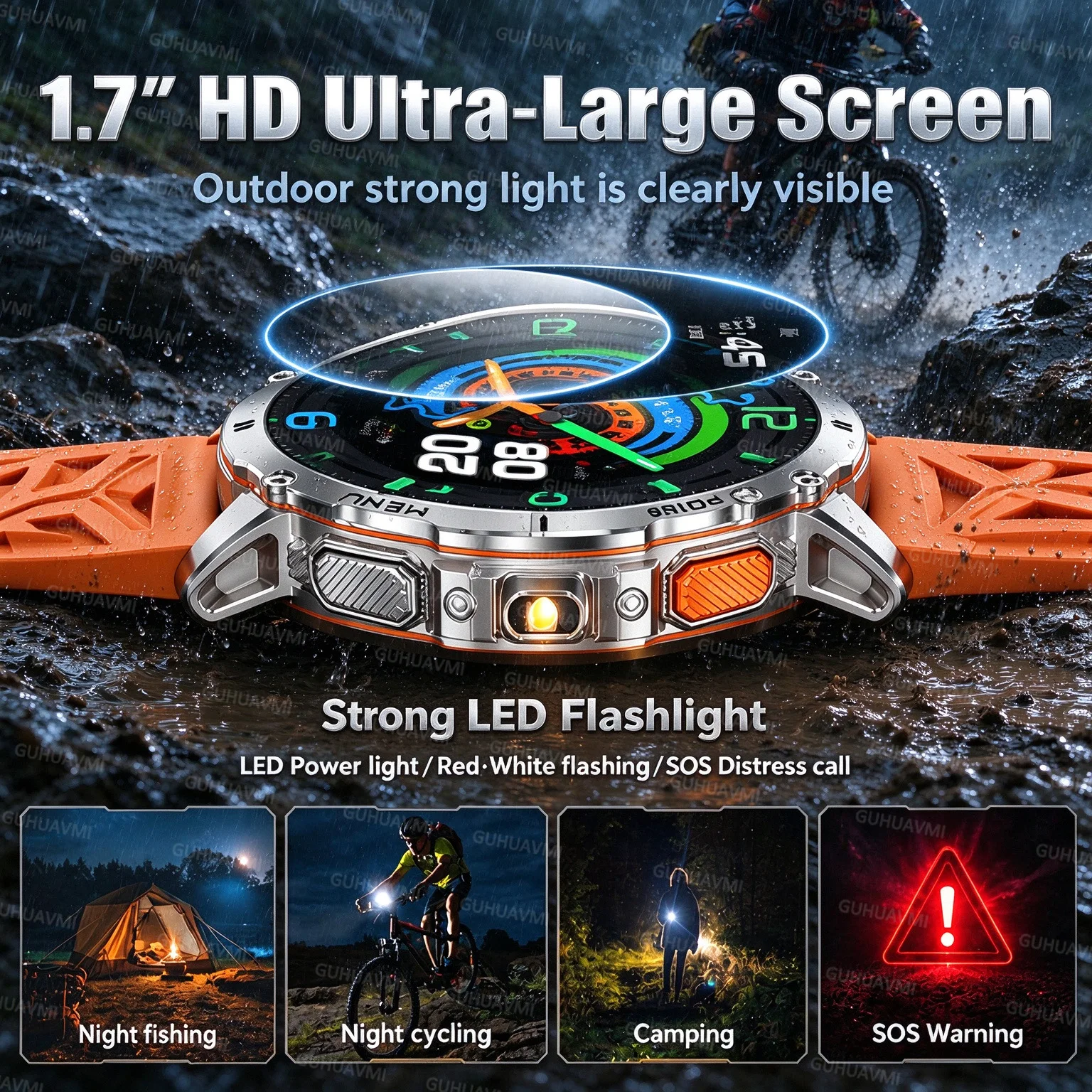 New Military T-RX6 Smart Watch 1500Mah Battery GPS trace Compass 5ATM Waterproof Tactics Sport Flashlight call Smart Watch Men