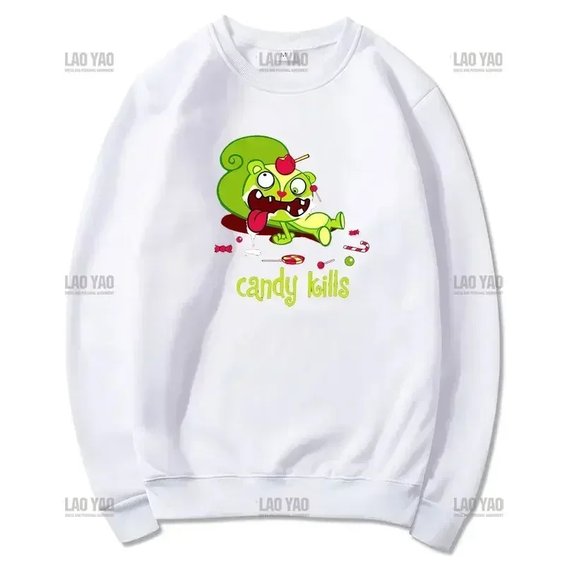 Happy Tree Friends Embrace Cartoon Sweatshirt Pullover Boy Girl Classic Animated Printed Hoodie Student Hoodies