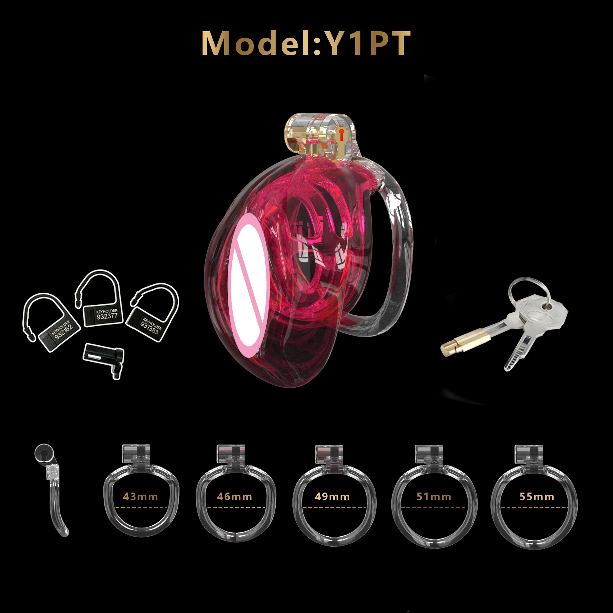 Simulated Vagina Chastity Cage Sissy Chastity Device Penis Abstinence Anti-Cheating Cock Cage with 4 Size Rings Sex Toys for Men