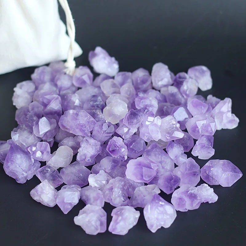 Natural Amethyst Flower Druzy Small Rough Chips Raw Crystal Gravel For Aquarium Succulent Vase Filling DIY Craft Decor Stones