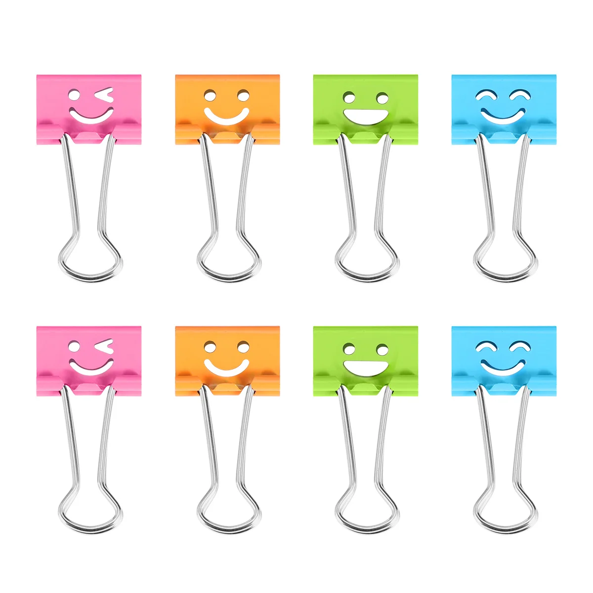 40Pcs Paper Binder Clips Large Quantity Colorful Smile Face for Home Office School Strong Clipping Force File Clips