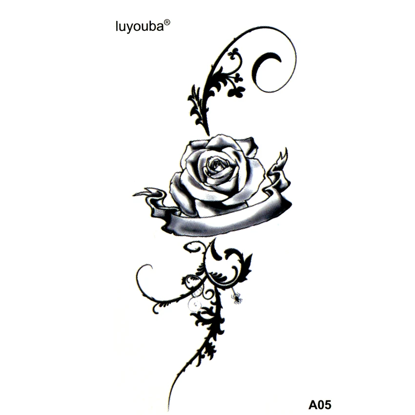 5 Sytles Love Red Rose Waterproof Temporary Tattoos Men Vines Body Art Fake Tatoo Sleeves For Kids Flash Tattoo Stickers