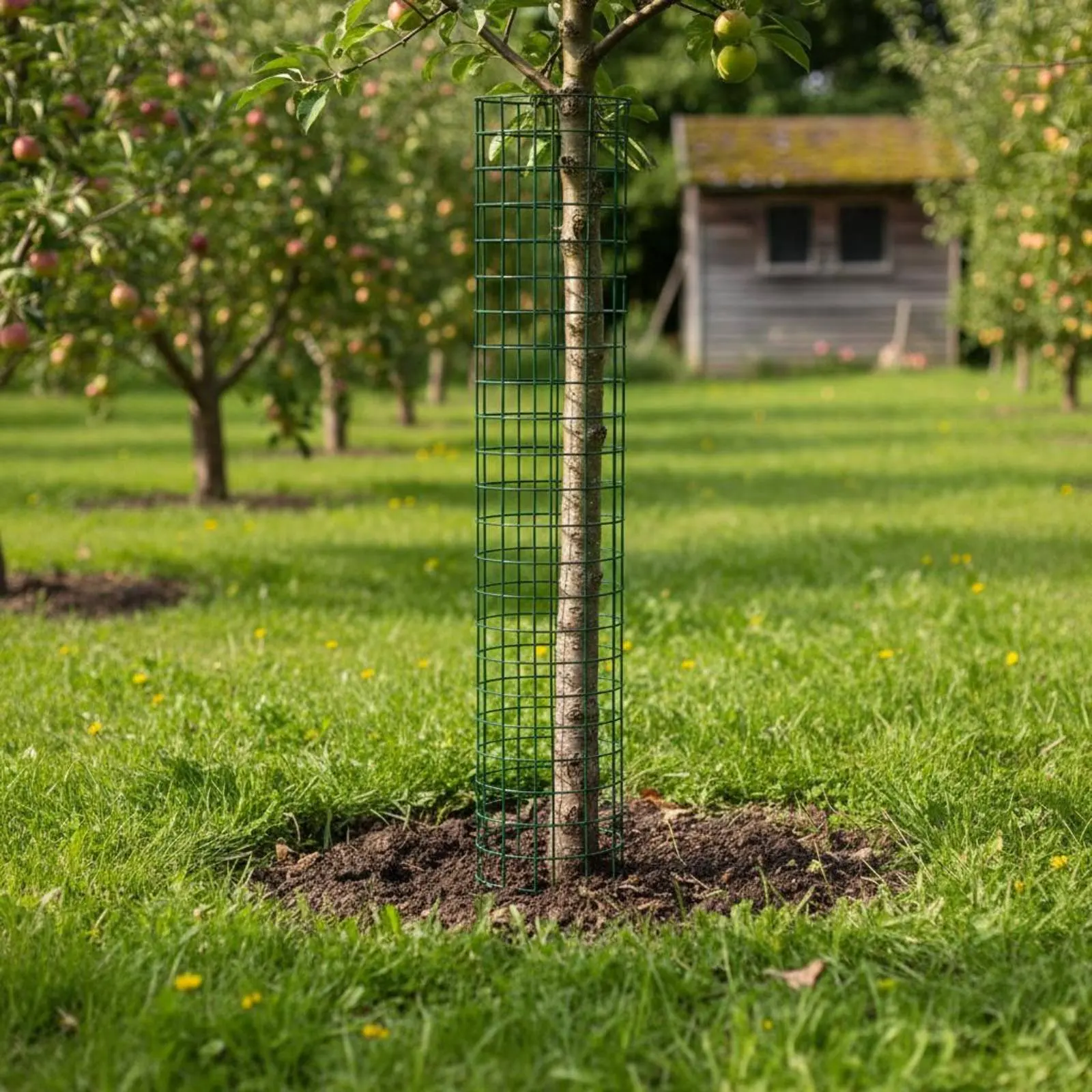 

2 Pieces Tree Trunk Protector Cylindrical Metal Mesh Tree Guard Sapling Protector Dark Green Outdoor Protection Cut to Size