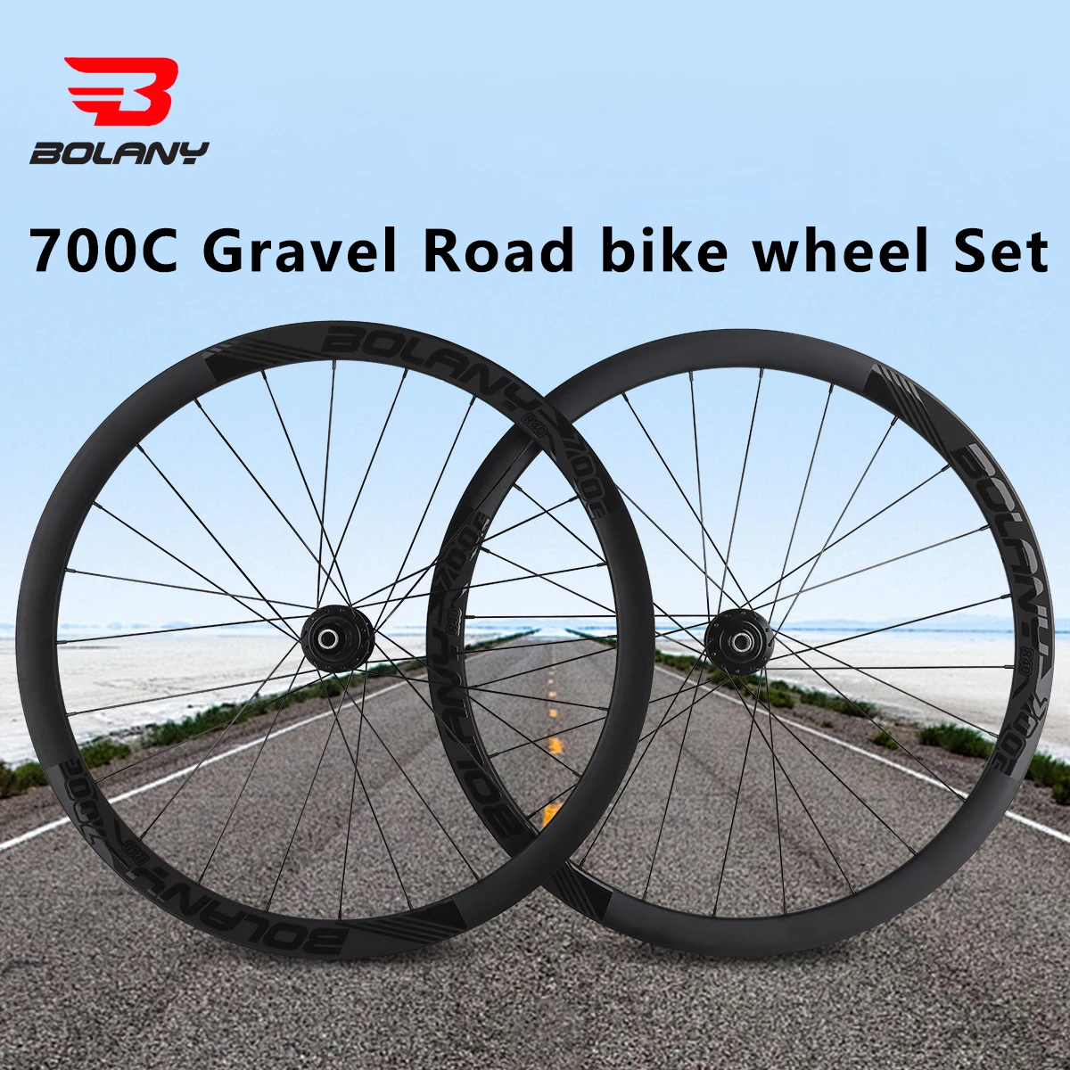 Bolany 700C Zestaw kół szosowych Wysokość 40 mm Koła rowerowe Clincher Hamulec tarczowy Zestaw kół szosowych oś przelotowa Szerokość wewnętrzna 700x23-38C Opona HG