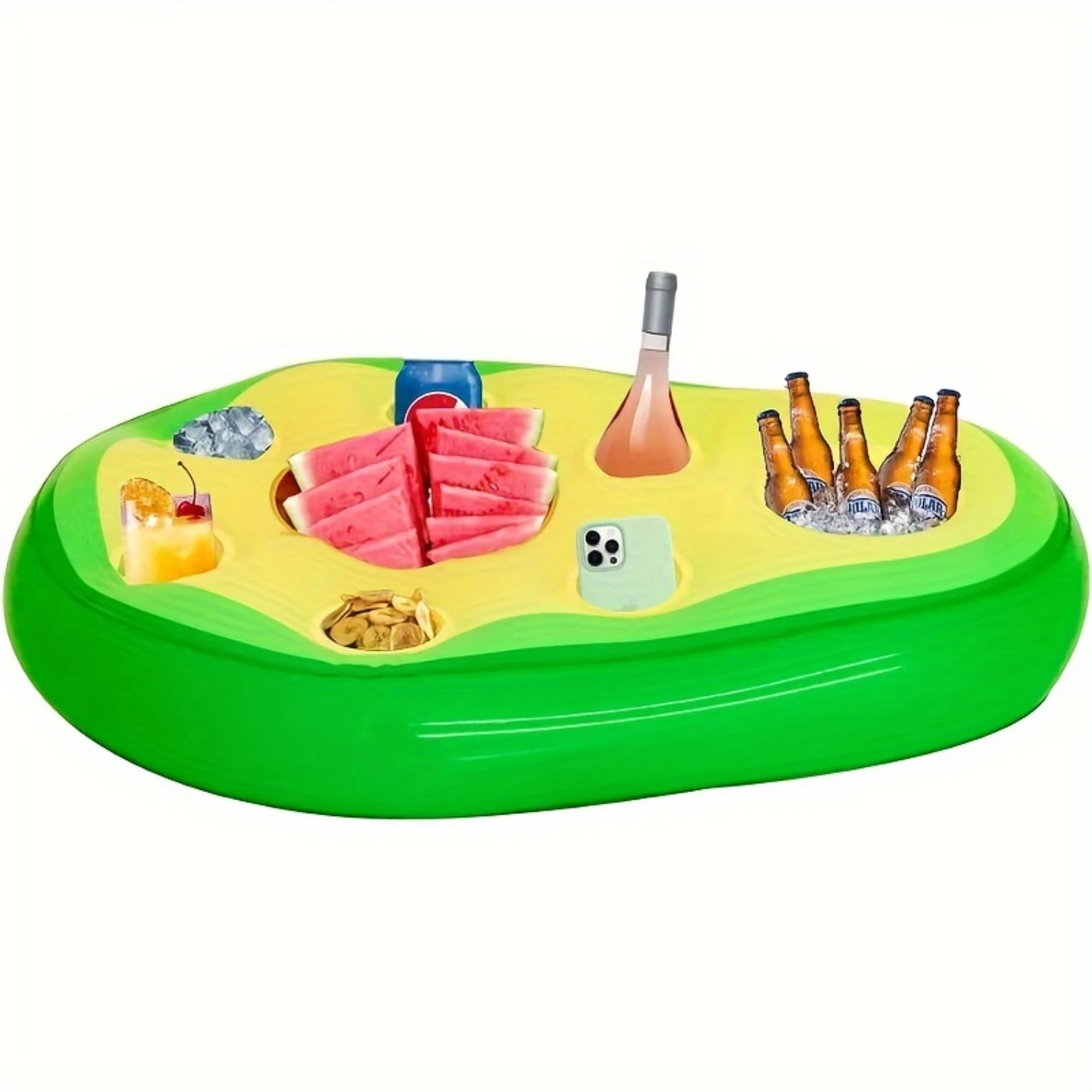 Inflatable Water Ice  With Self-Service Ice Tray, Portable Floating Drink Holder & Multi-Hole Coaster For Pool Parties - Pvc , S