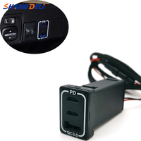 1PC For Toyota Modified Car Charging Socket Dual Type-c PD USB QC3.0 3-port Phone Charger Adapter