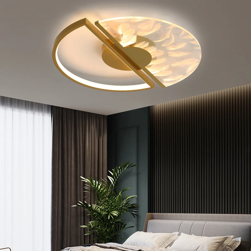 

Modern Bedroom Ceiling Light Creative Art Feather Decoration Acrylic Lamp Room Modern Household LED Entrance Door Light Fixture