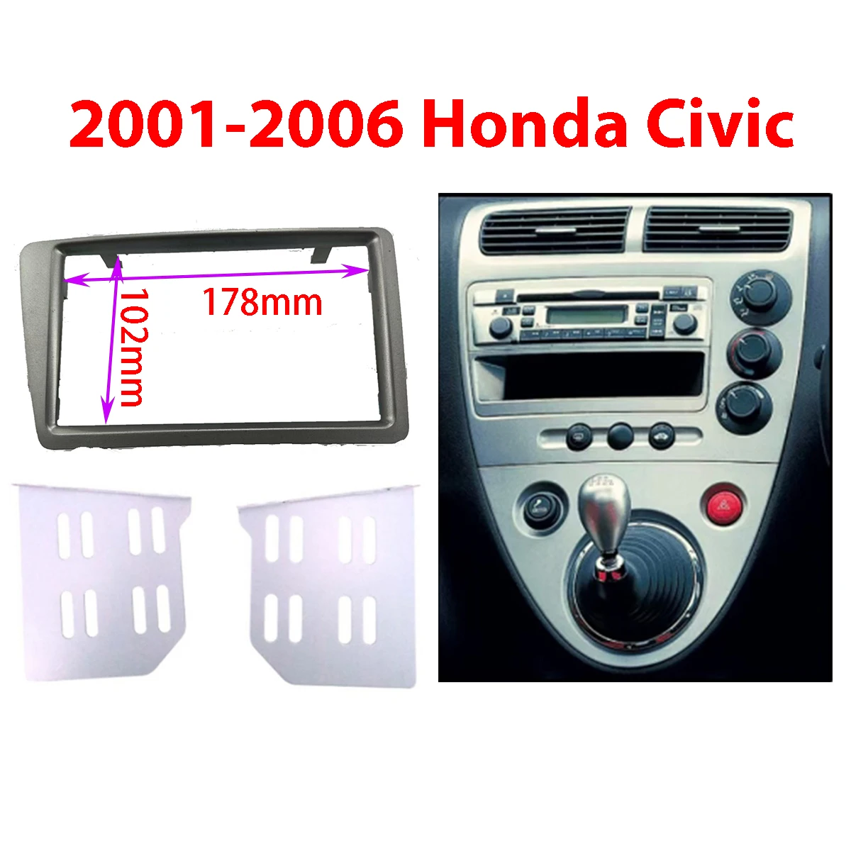 

Double 2 Din Car Radio Fascia for 2001-2006 Honda Civic RHD Dash Mount DVD Frame Auto Stereo Adaptor