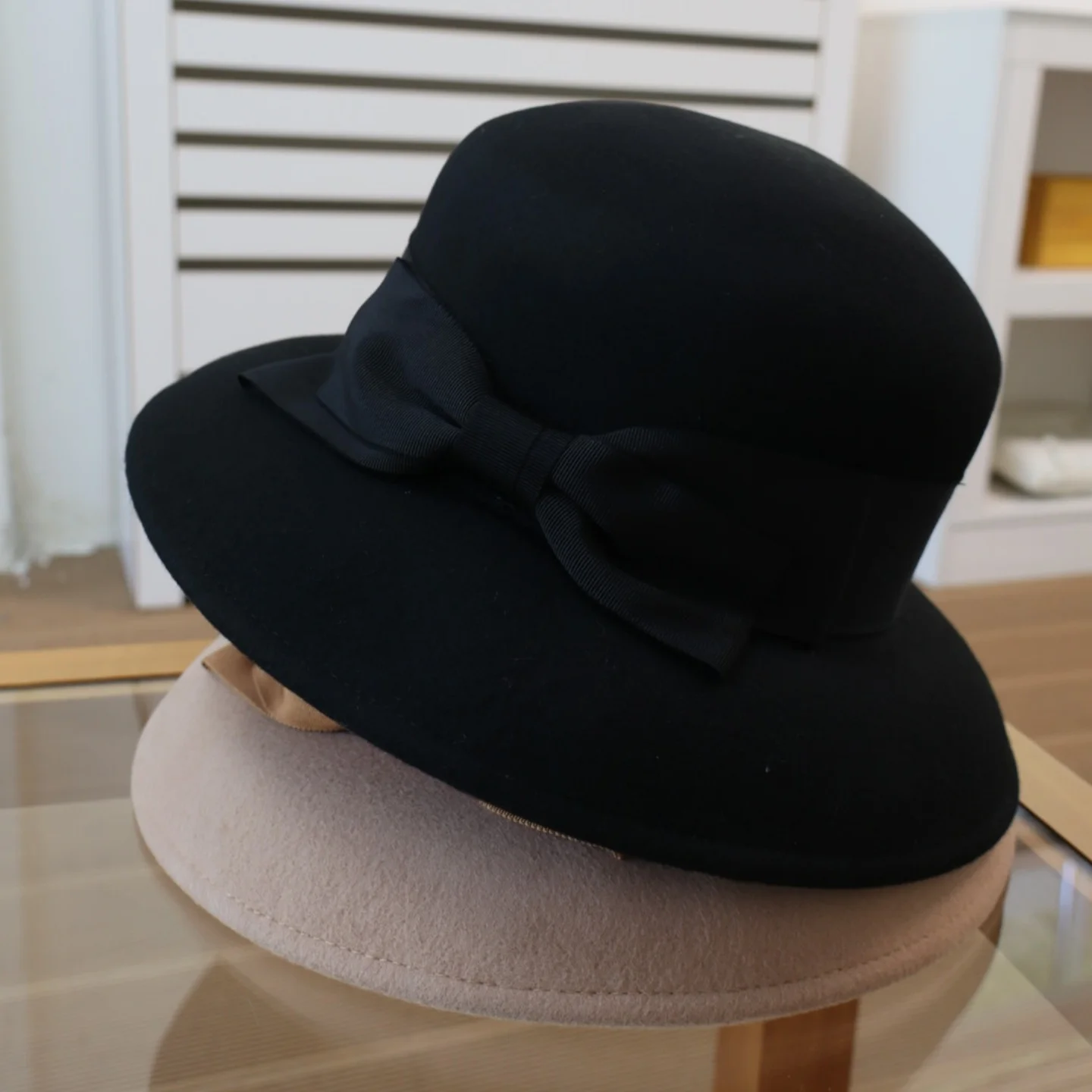 elegant-knit-fisherman-hat-women's-autumn-winter-new-style-bow-knot-bucket-hat-hepburn-style-face-slimming-warm-hat