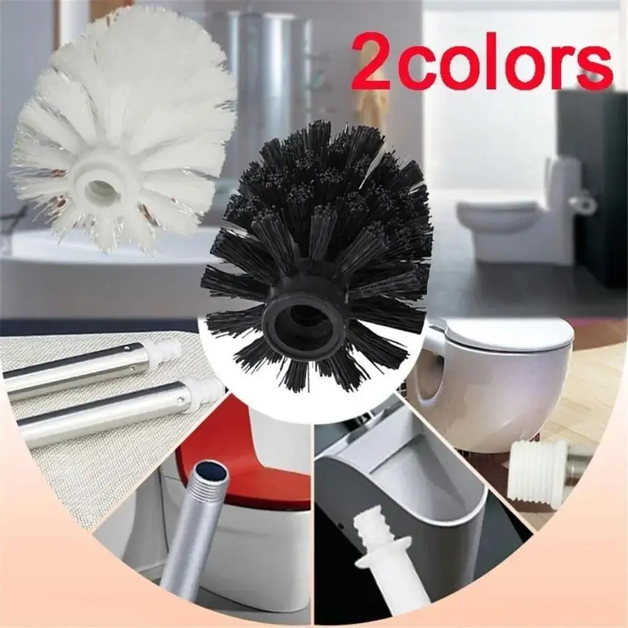 Toilet Bowl Brush Replacement Heads Round Cleaning Brush Refills in Black White for Bathroom Toilet Scrubbing Household Supplies