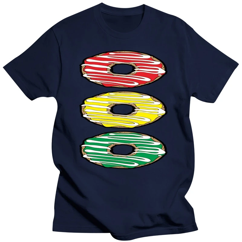 2018 New Men T-shirt Donuts Traffic Light T Shirt Red Yellow Green Black Tops & Tees Street Style Adult Clothes Funny Designer