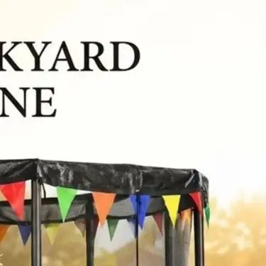 16ft Round UV Sunshade Cover for Backyard Trampolines Breathable PE Fabric with Decorative Colorful Flag Border