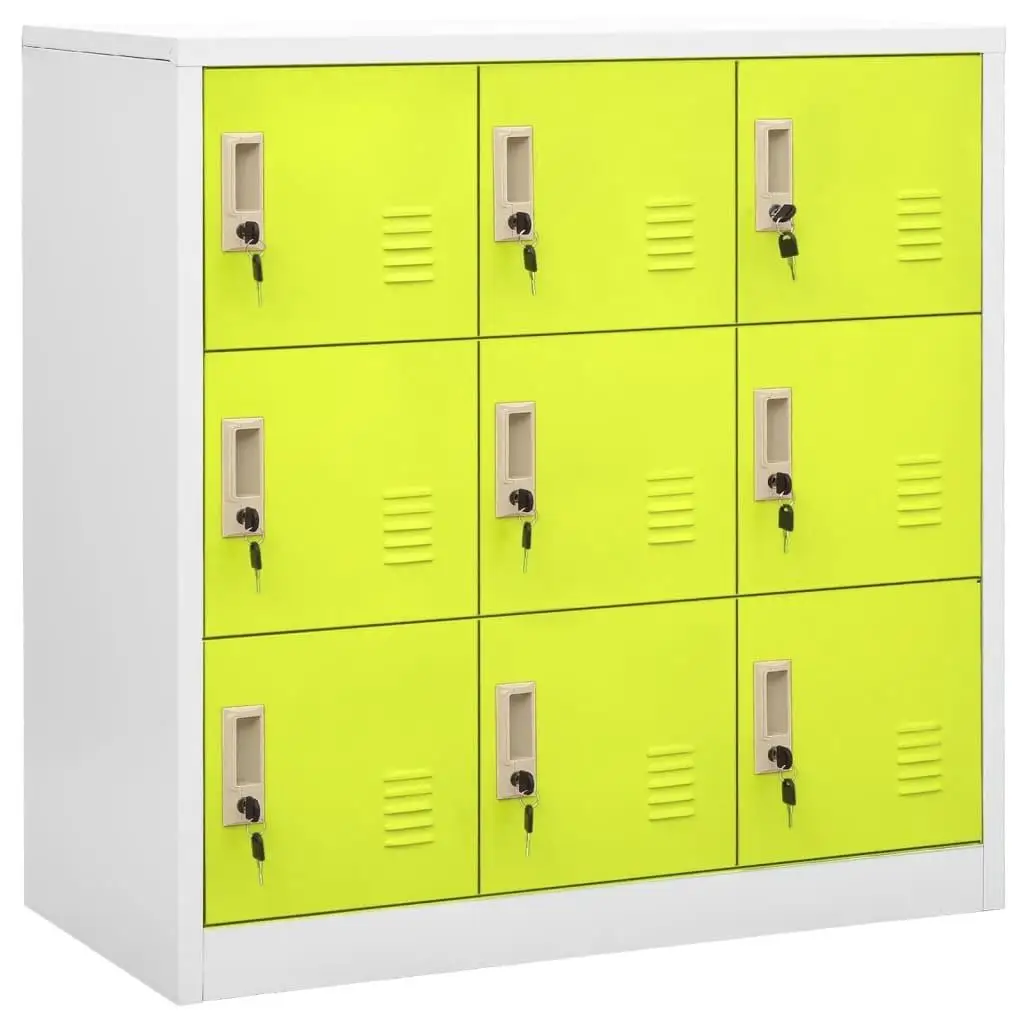 Light Gray & Green Steel Locker Cabinet - 35.4x17.7x36.4 Inches Storage Solution