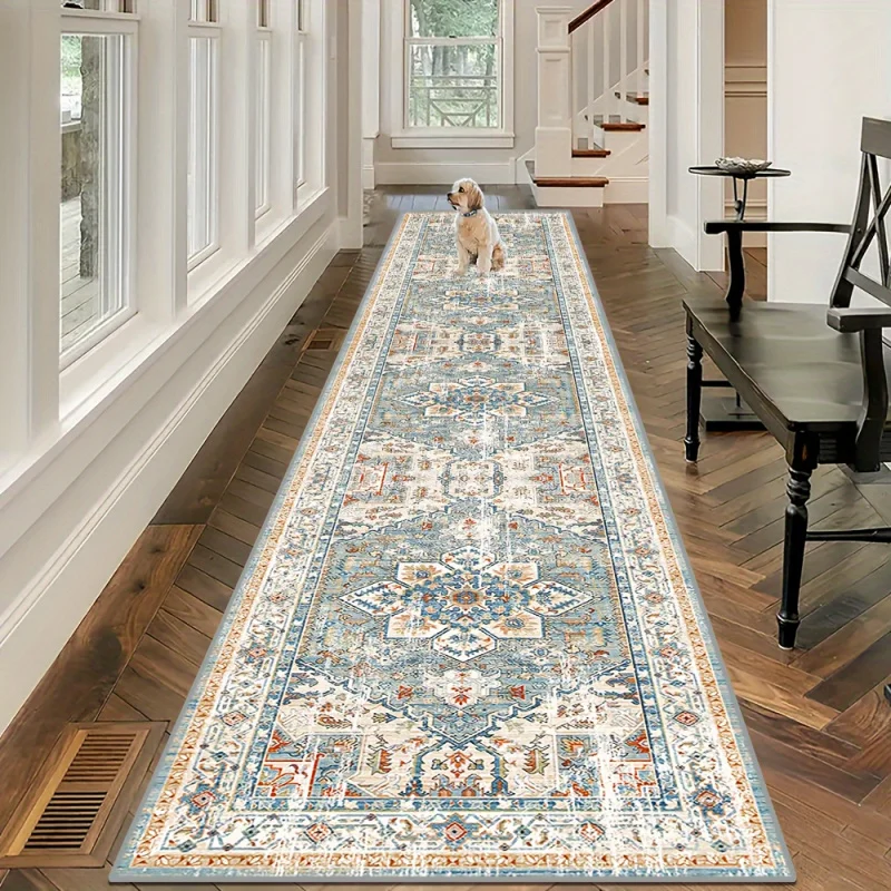 VIKAMA Bohemian Runner Rug Soft and Comfortable Hallway & Balcony Mat Vintage Kitchen & Bedroom Long Decor Rug