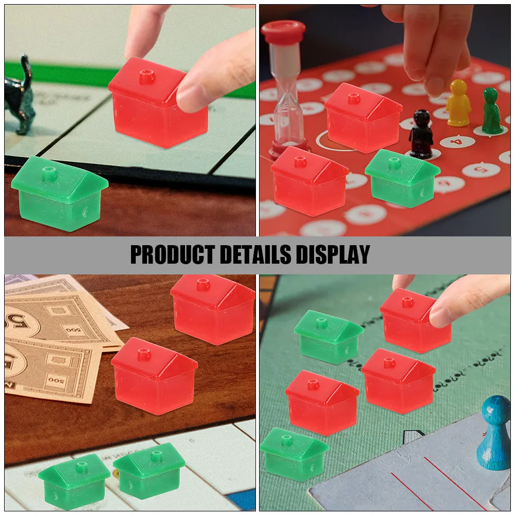 1Set Rich Man Style Board Game House Hotel Pieces Plastic Game Tokens Replacement Chessmen Accessories for Family Play
