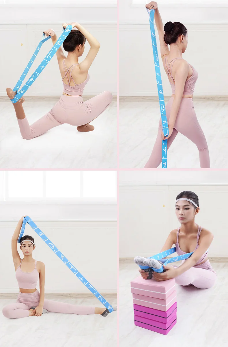 Yoga Stretching Straps with 8/10/12 Loops for dnace, Physical Therapy, Elastic Stretch Bands for Pilates, Gymnastics, Ballet