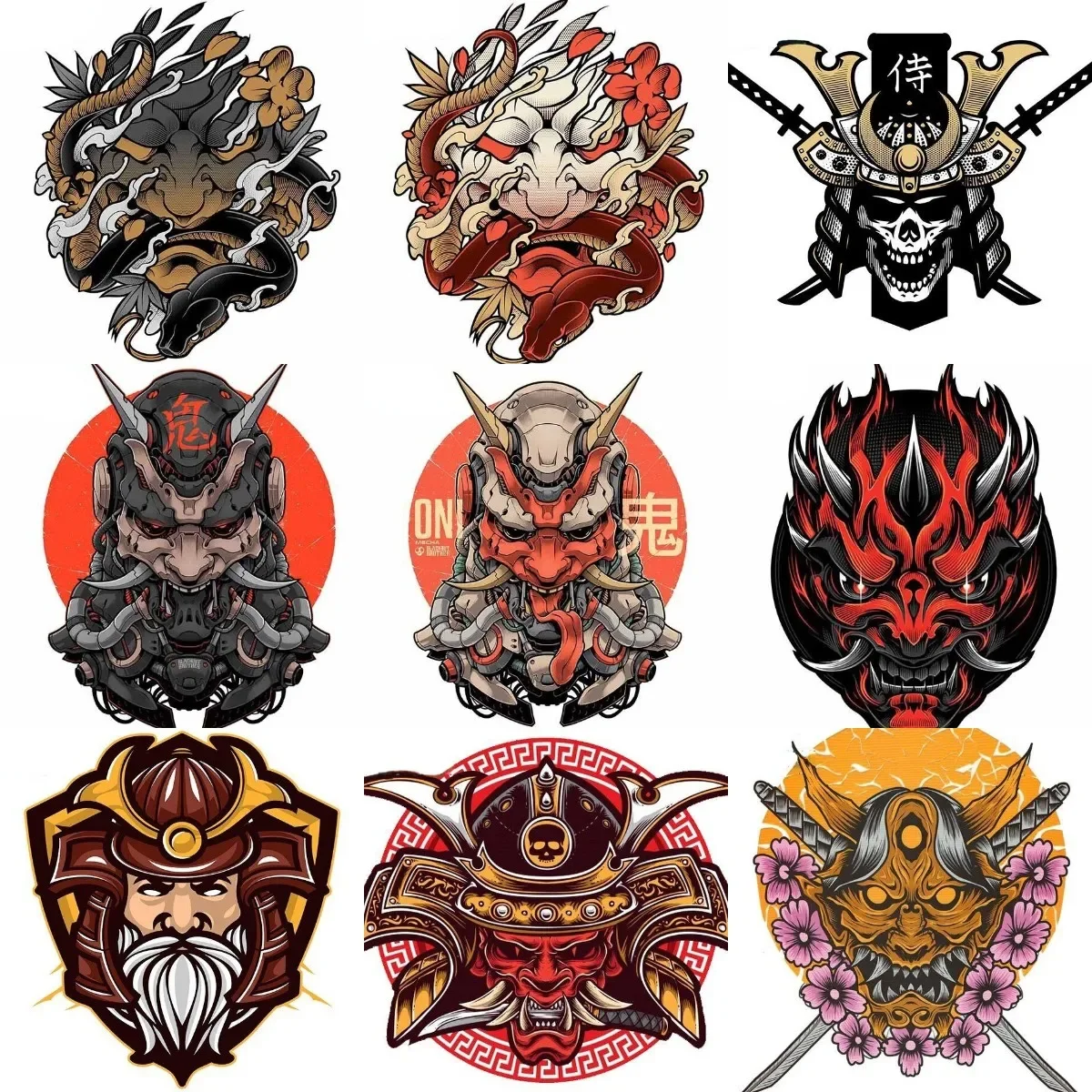 

Japan Car Stickers Hannya Auto Decals Red Demon Decor The Whole Body Devil Bumper Vinyl Fuel Tank Motorcycle Accessories