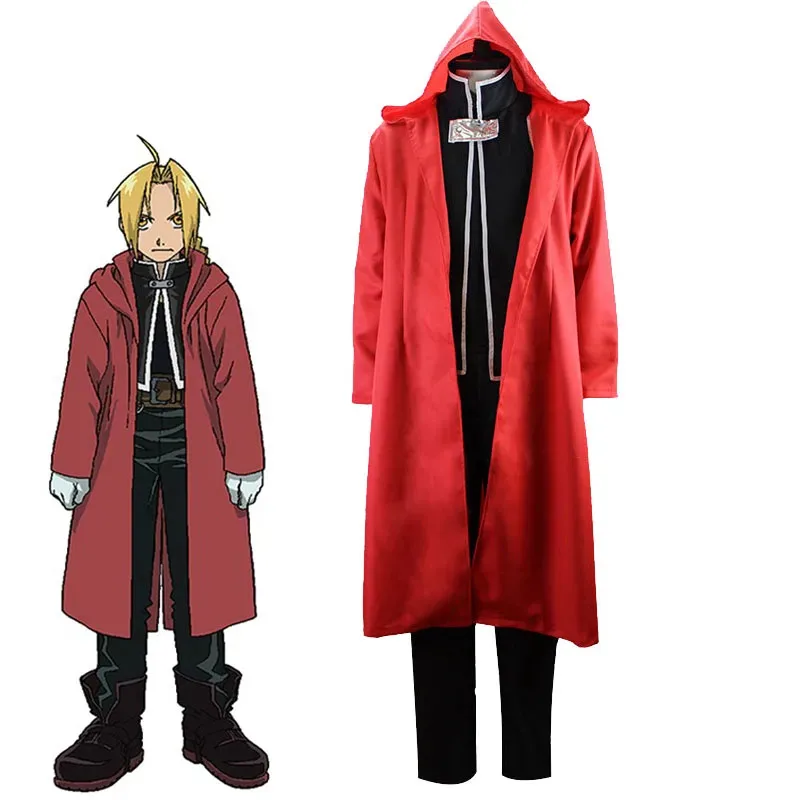 Disfraz de Fullmetal Alchemist Edward Elric, disfraz de Cosplay de tamaño Unisex, ropa de Anime de alquimista estatal, disfraz de Halloween