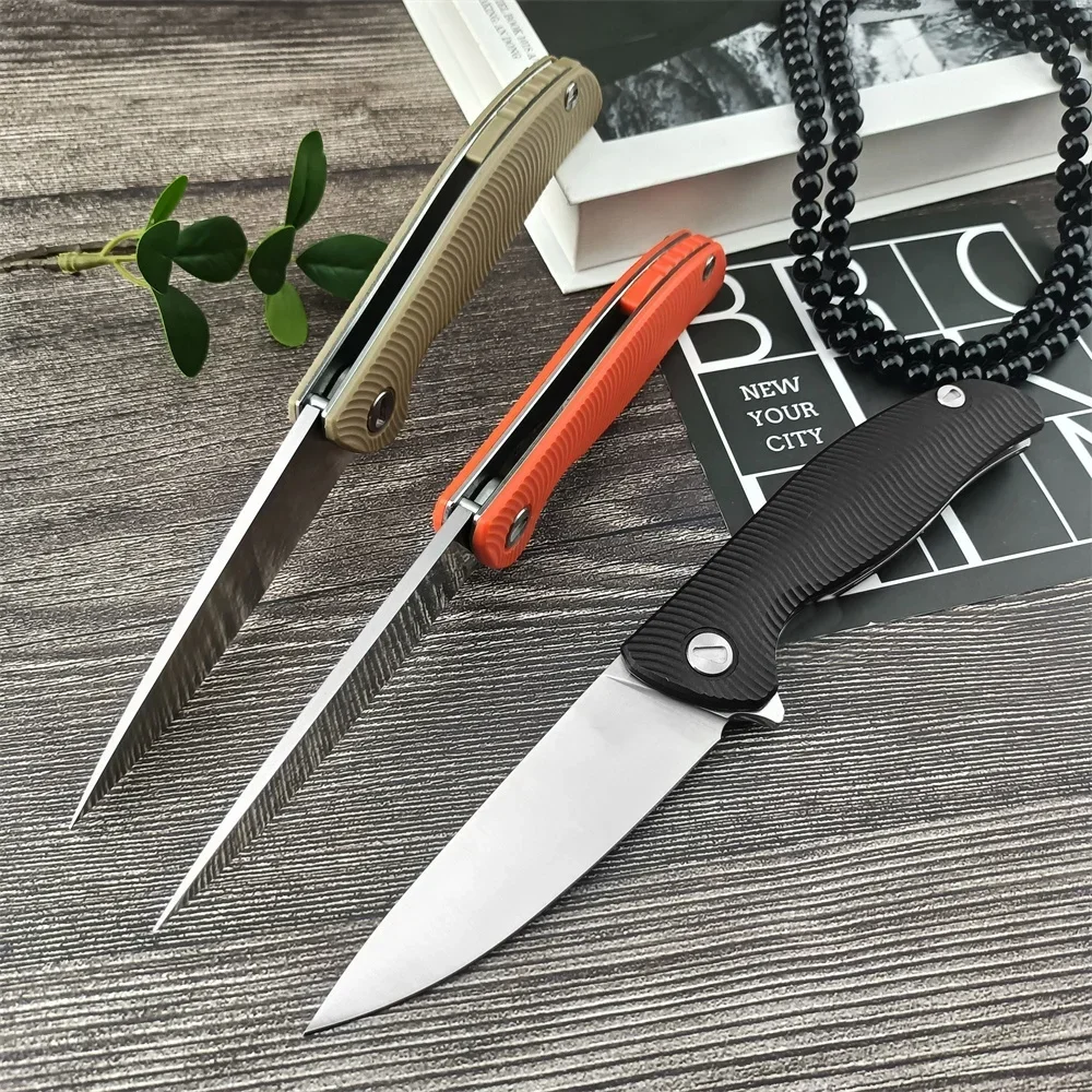 Outdoor Ball Bearing Flipper Folding Pocket Knife D2 Blade Nylon Fiber Handle Survival Tactical Knives Hunting Camping EDC Tool