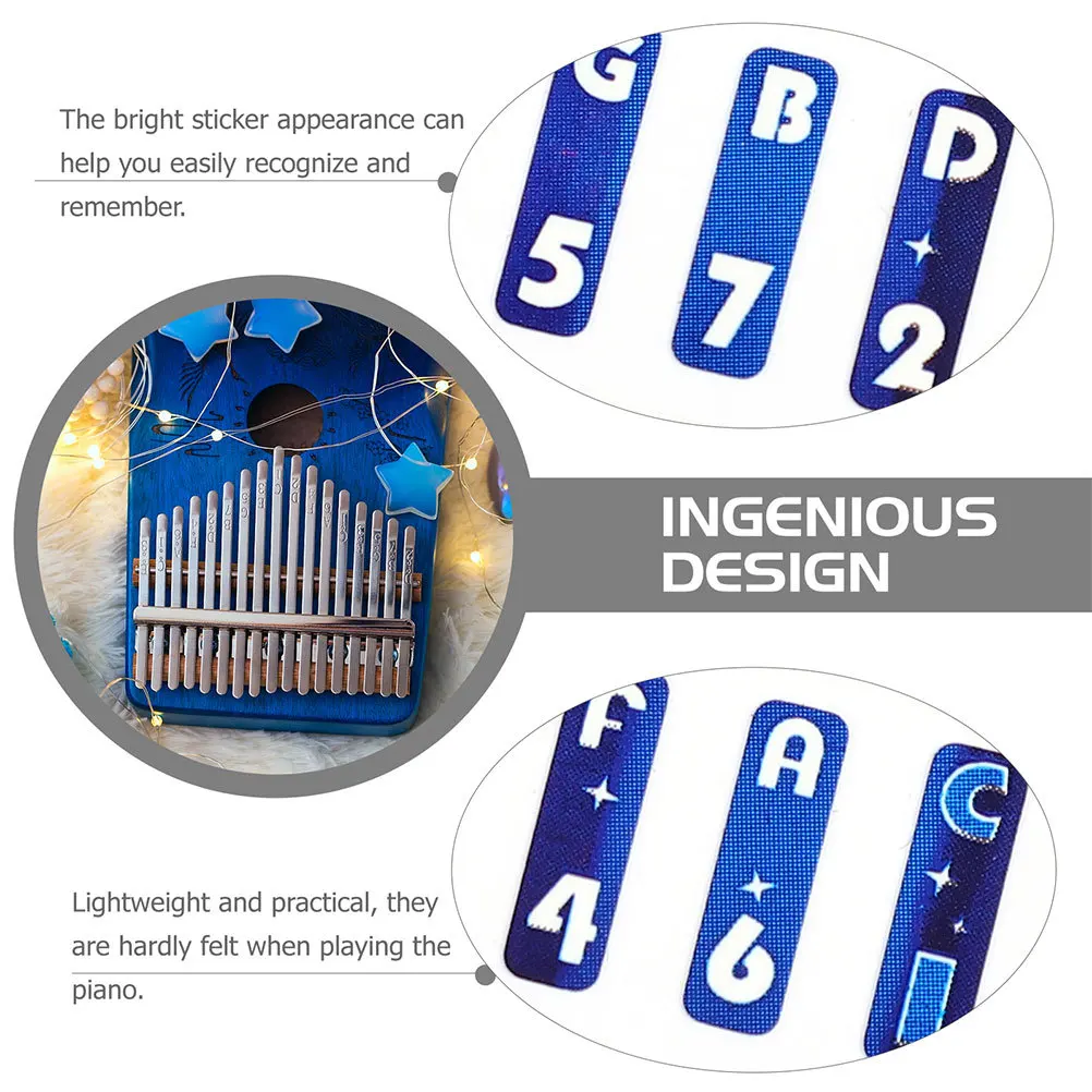 1 set di adesivi per note di pianoforte per pollice, luminosi, facili da riconoscere per una pratica efficiente, accessori per pianoforte per pollice, adesivi in scala