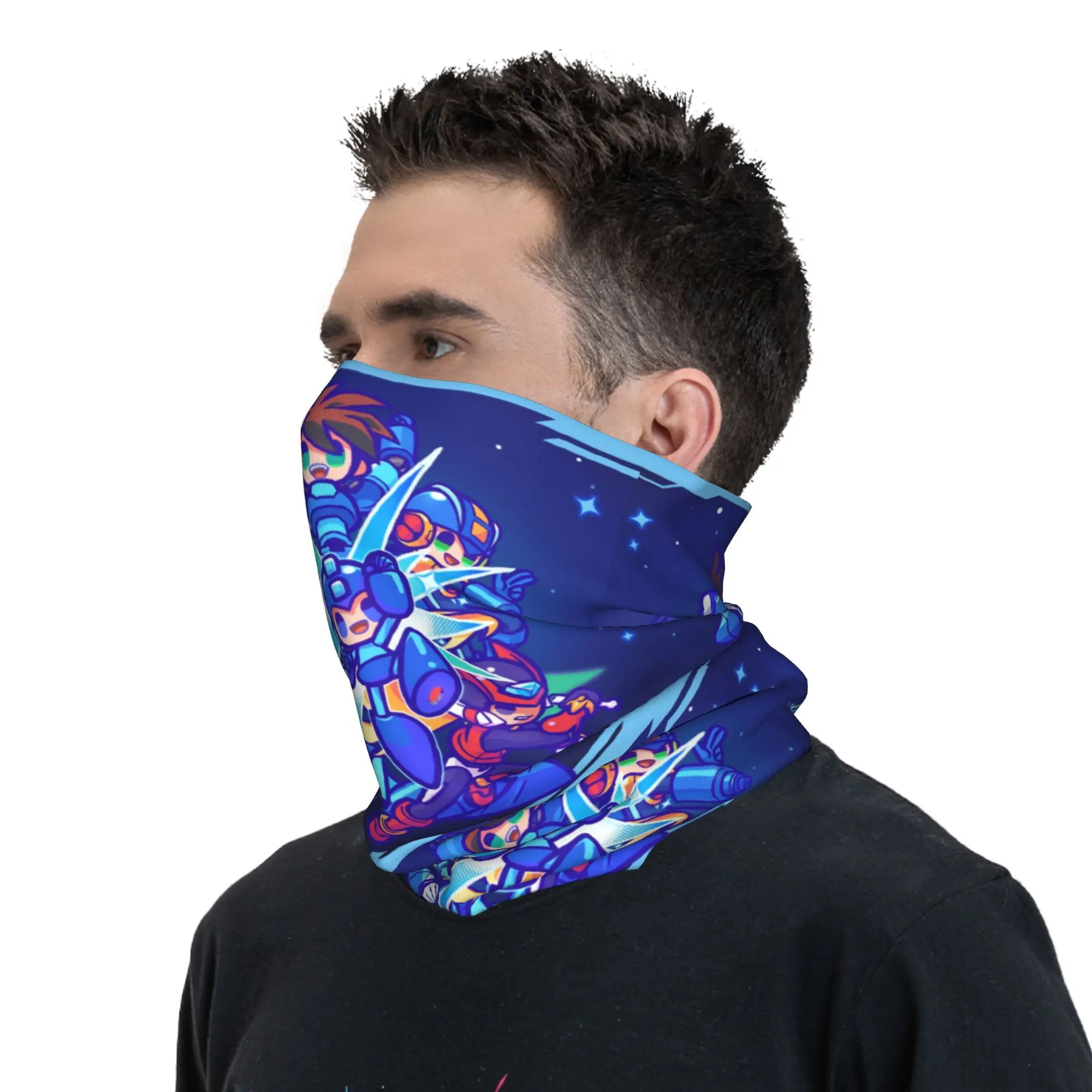 Custom Game R-Rockman M-Megamans Neck Gaiter Men Women Windproof Winter  Bandana Scarf for Ski