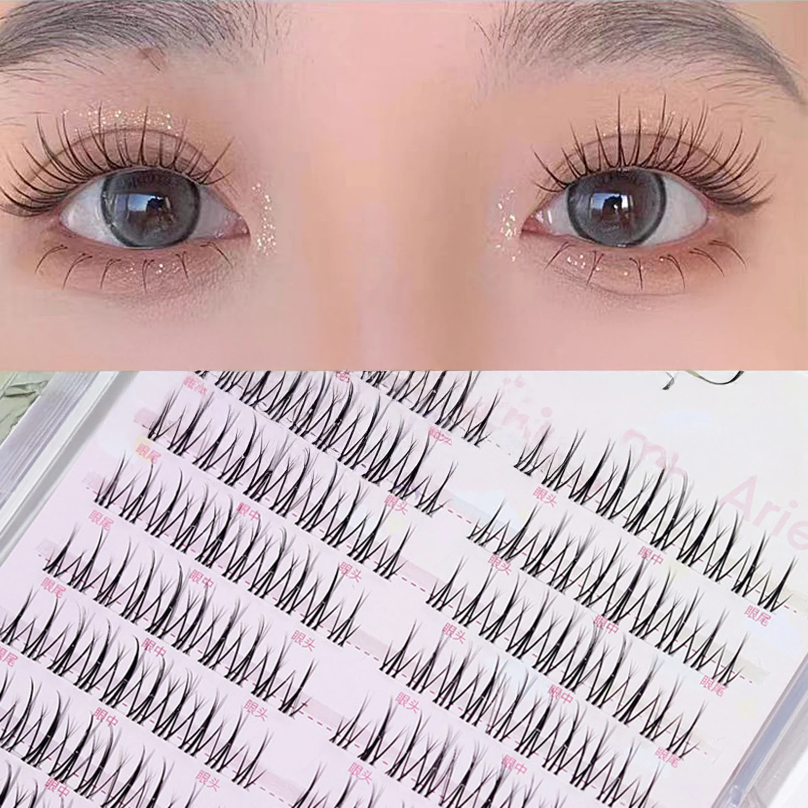 10 صفوف فردية رموش يومية الشباك Wispy رمش العنقودية أنيمي الطبيعية مجزأة مانغا كثيفة الرموش الصناعية أدوات ماكياج