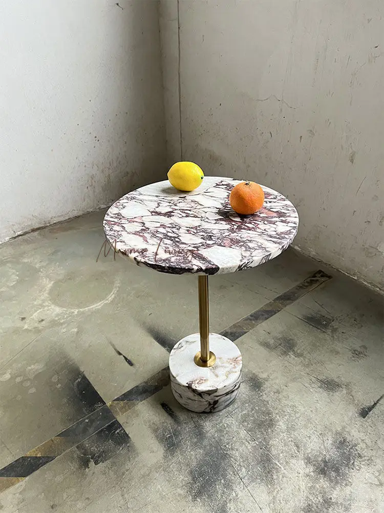 Luxury Italy Calacatta Violet Wabi Sabi Marble Side Table Designer End Table for Living Room Sofa Bedside