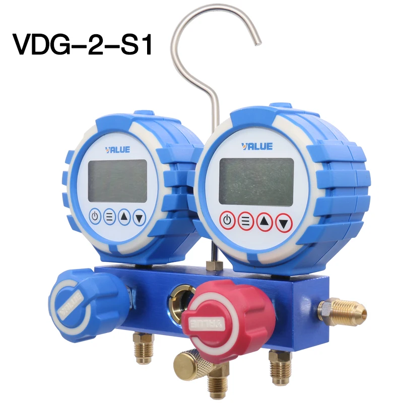 Refrigeration Tools Precision Digital Double Accurate Gauge Manifold Gauge VDG-2-S1 1/2 Electronic Fluorometer Pressure Gauge
