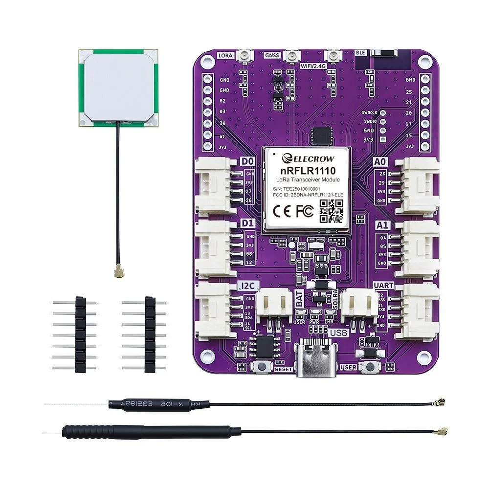 Elecrow LoRa Node Expansion Board nRFLR1110 Integrates nRF52840 for Long Range Communication Support GNSS Position