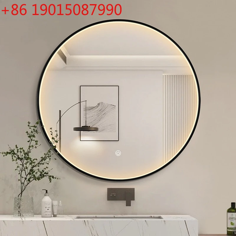 

Зеркало-комод Зеркало для макияжа с сенсорным экраном Умная ванная комната Настенный круглый светодиодный светильник для отеля
