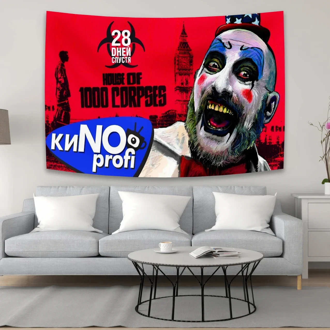 House Of 1000 Corpses Horror Movie Home Decoration Tapestry Halloween Curtains Psychedelic Background Wall Canvas