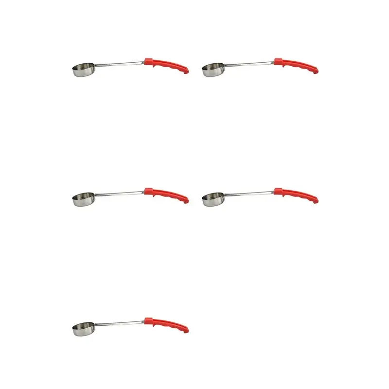WORTHOWN-5X Pizza Spread Sauce Ladle Rubber Handle Flat Bottom Cooking Spoon Stainless Steel Measuring Stir Soup Spoon -2 Oz