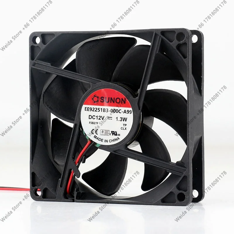 

Cooling fan Original Sunon DC 12V 1.3W AC EC 9025 90X90X25MM 9CM Chassis Dual ball Mute Two-wire EE92251B3-000C-A99