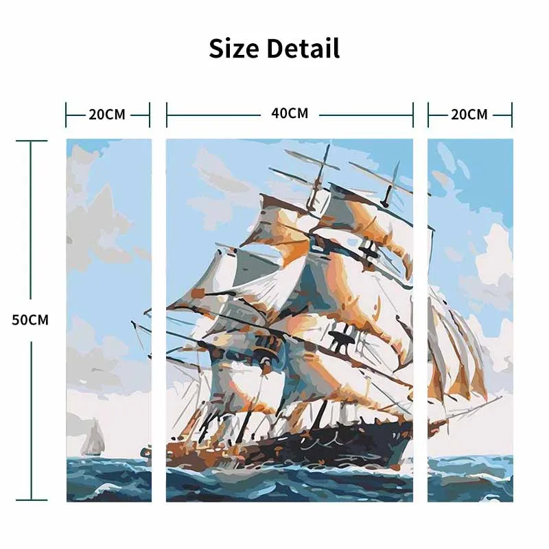 GATYZTORY Oil Painting Boat Scenery Handpainted Home Decoration Pictures By Number Sea Drawing Canvas Wall Art Gift